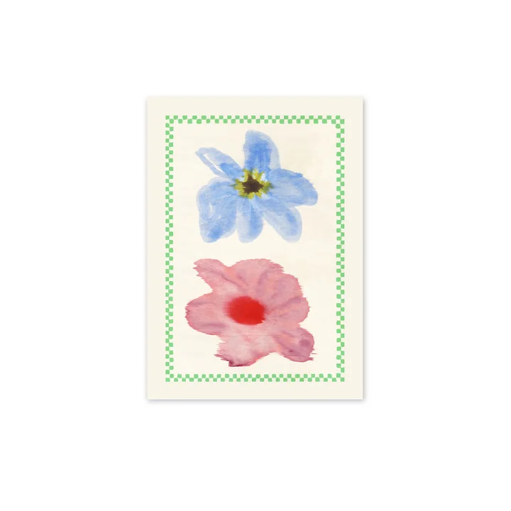 Paper Collective - Flower with Checks 01 Poster, 30 x 40 cm