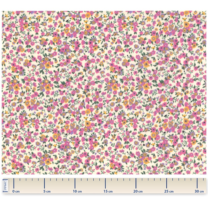 Tissu Coton Au Mètre Ex2457 Mini Bouquet Rose Violet