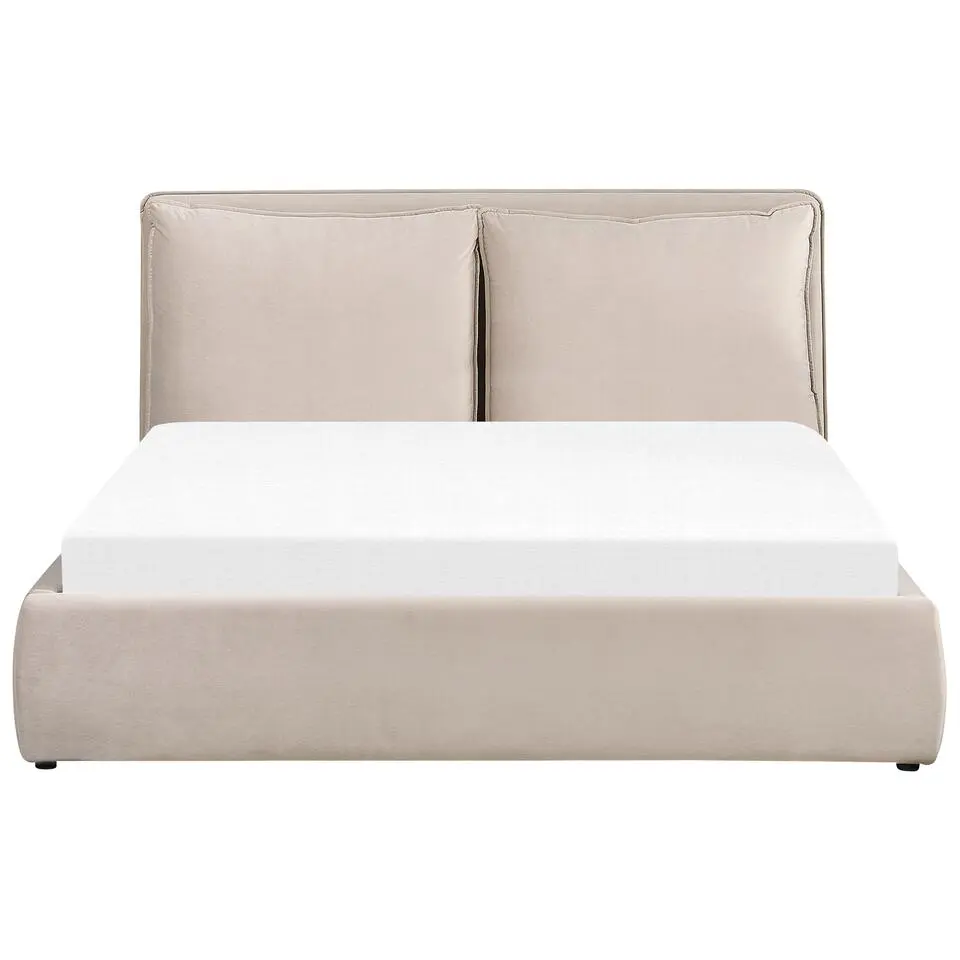 BAJONNA - Bed met opbergruimte - Beige - 160 x 200 cm - Fluweel