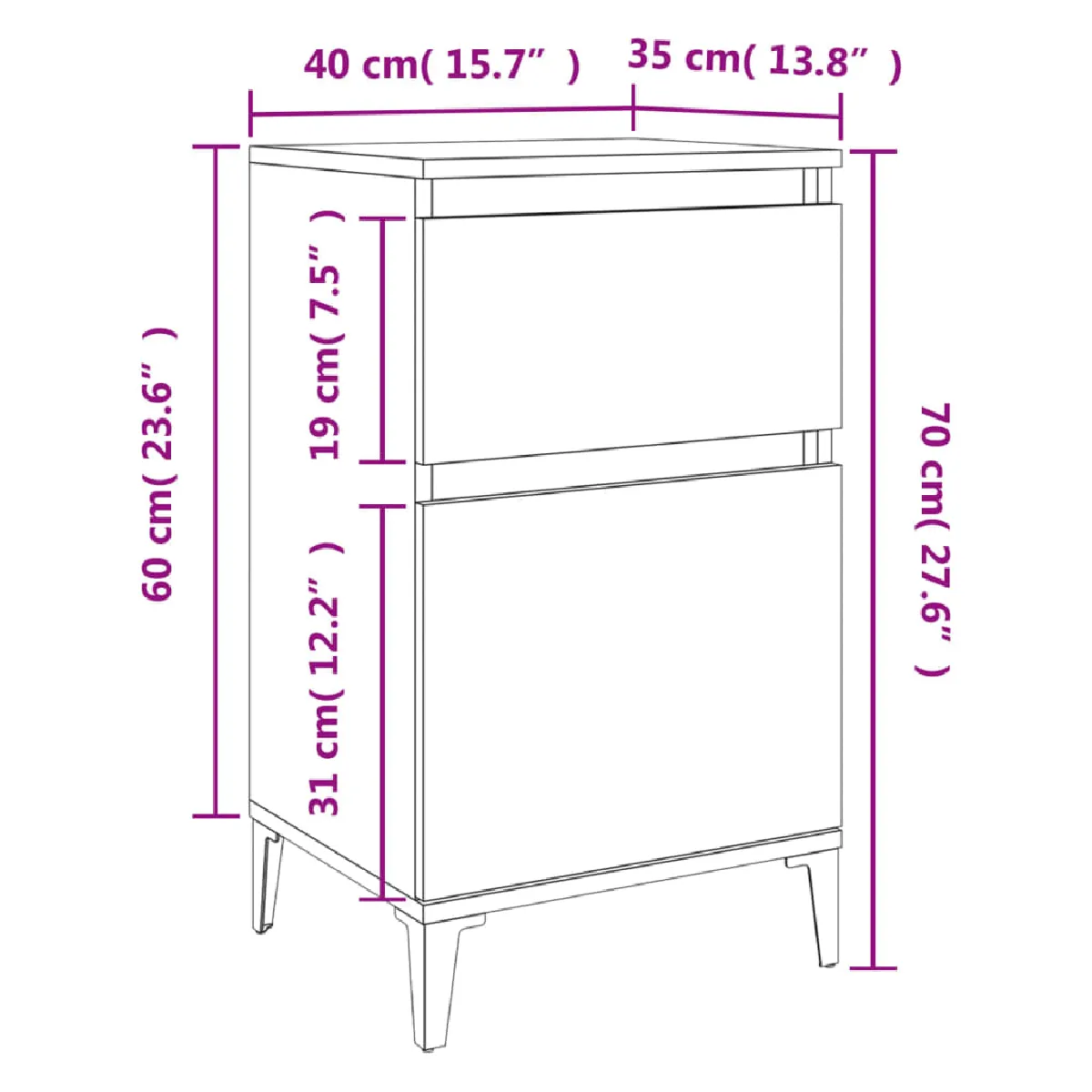 vidaXL Table Chevet Chêne Marron
