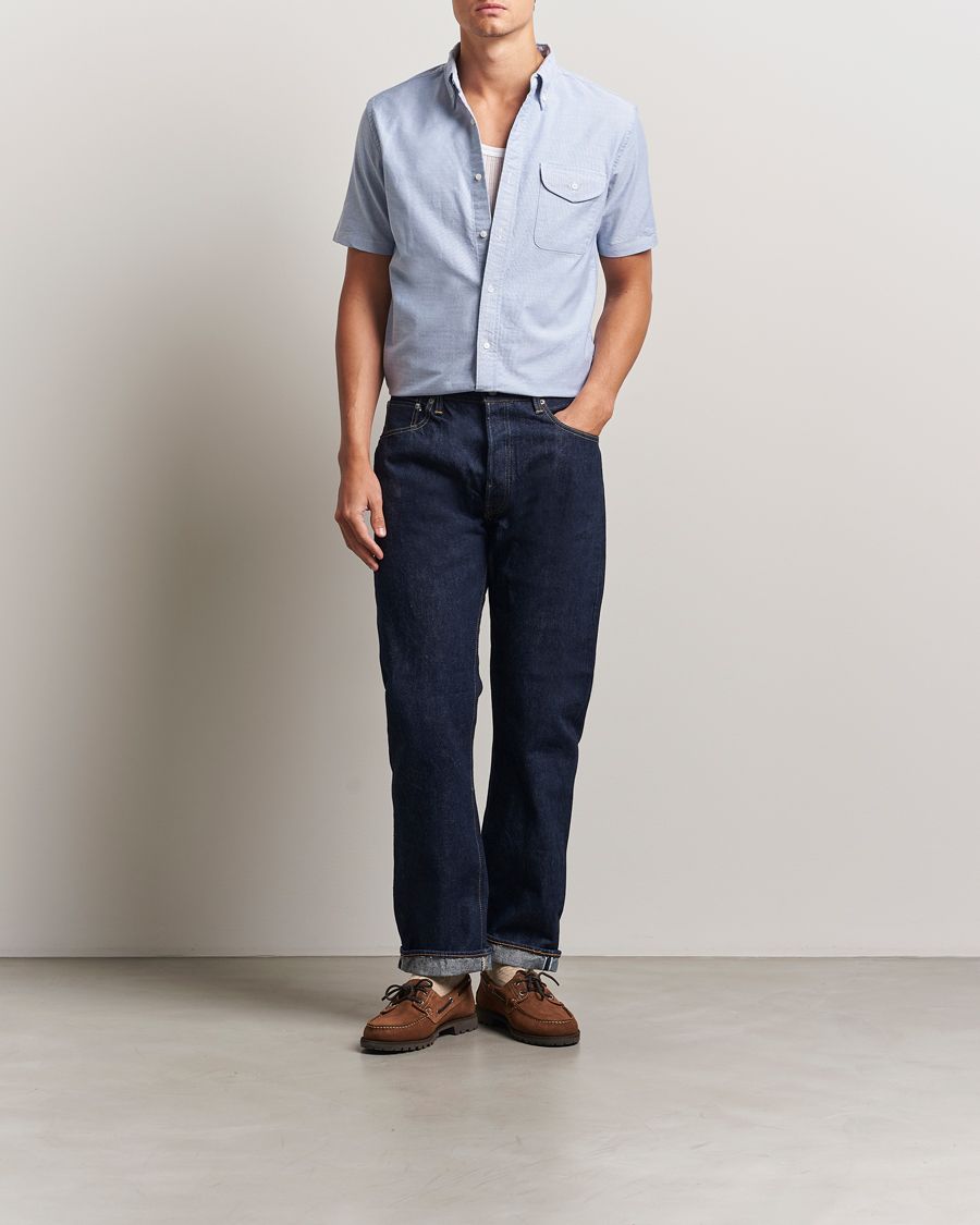 BEAMS PLUS Short Sleeve Oxford Shirt Light Blue