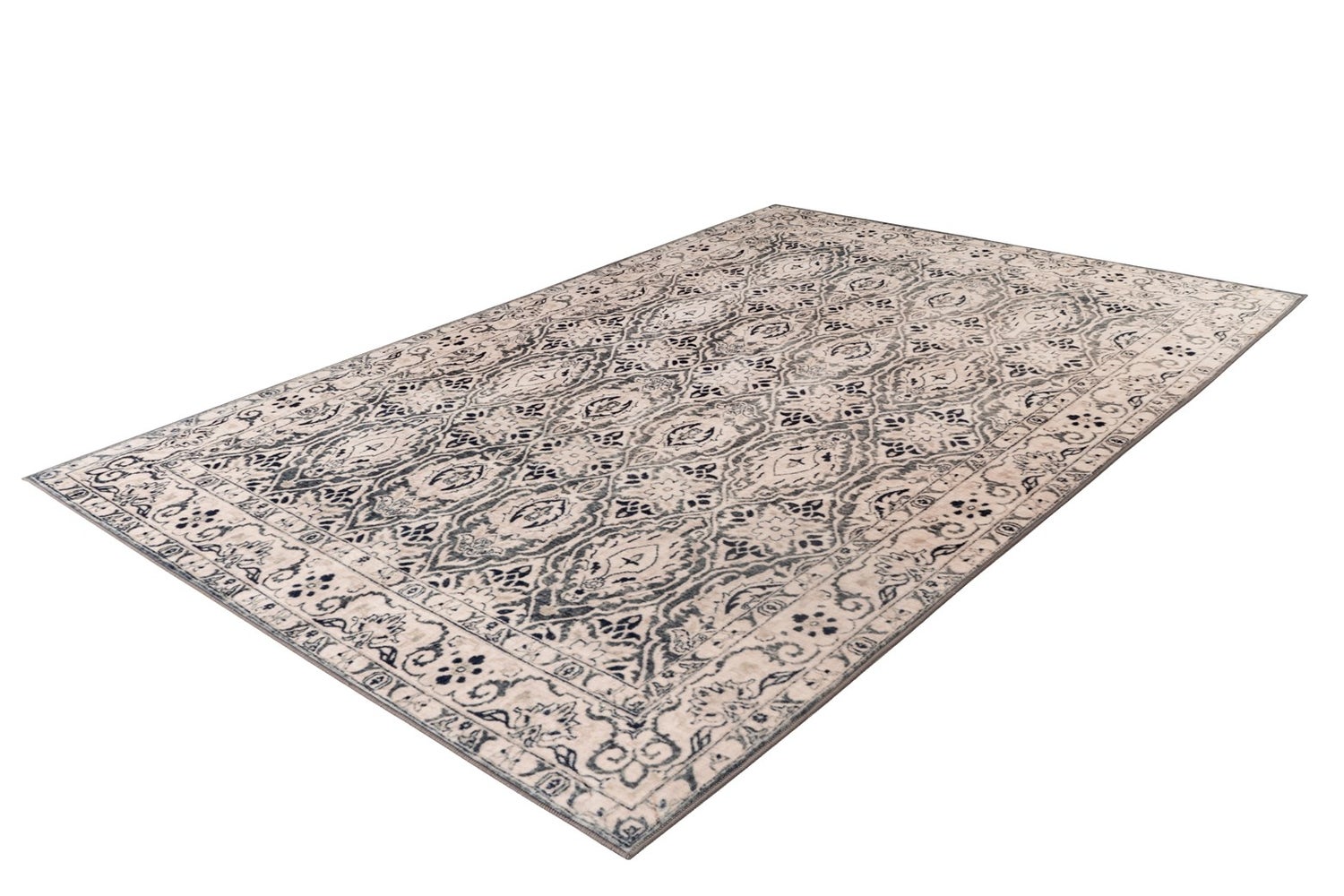 Laagpolig vloerkleed Rhombique Beige Vintage design, used look, oosters 80 x 150 cm