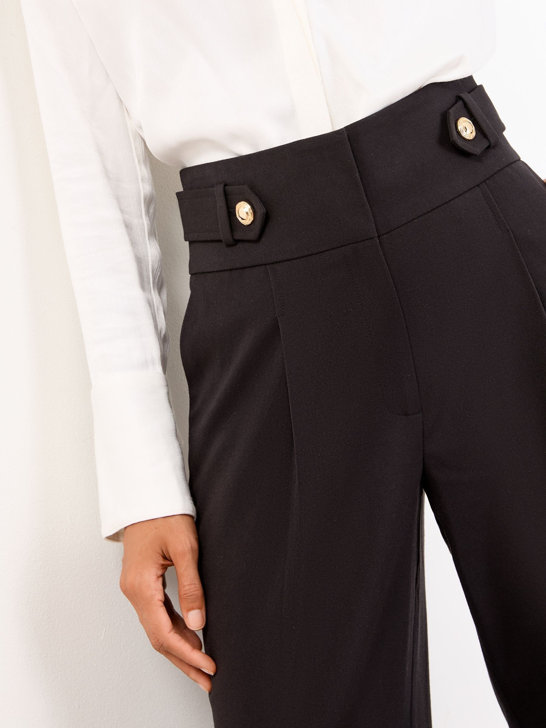 Zwart - Lipsy Deep Waistband Tailored Wide Leg Trousers