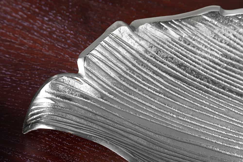 Handgefertigte Deko Schale ABSTRACT LEAF 65cm silber Aluminium