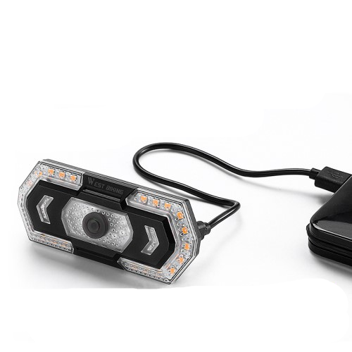 2in1 Wiederaufladbares USB Velo Fahrrad Blinker Rücklicht LED Bremslicht Warnlicht inkl. Fernbedienung / Hupe IPX4