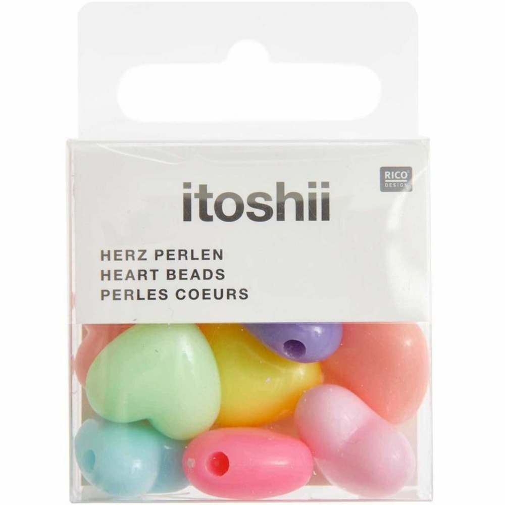 10 perles cœur 18 mm - pastel