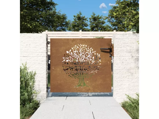 Portail de jardin 85x100 cm acier corten conception de l'arbre