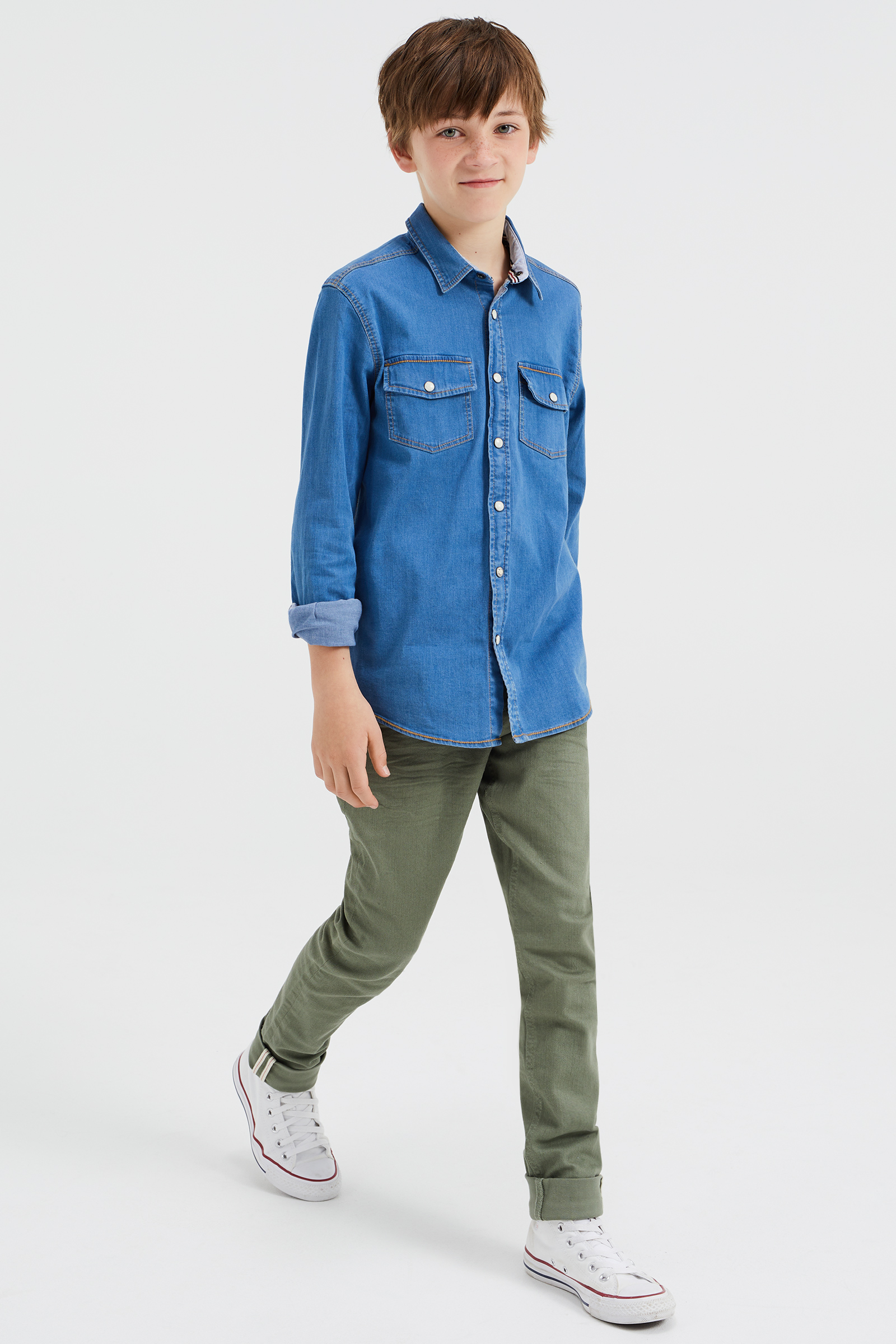 Jongens denim overhemd met stretch Blue Ridge Blauw
