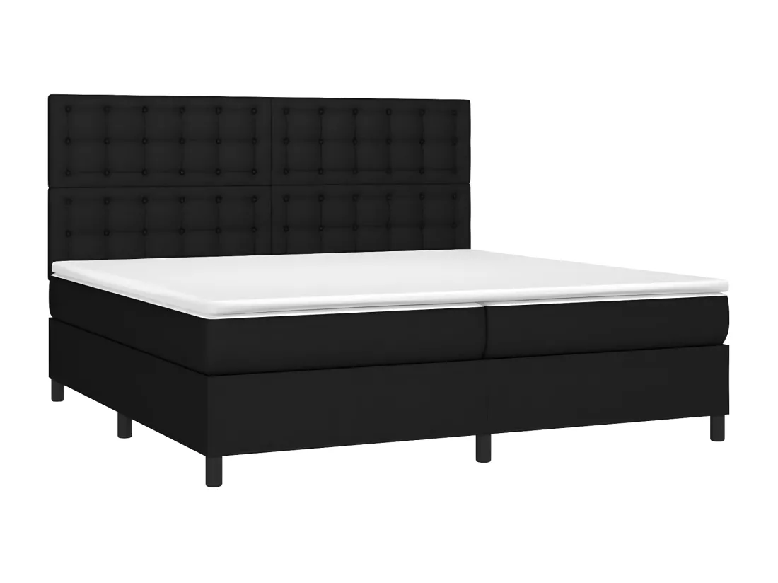 Sommier tapissier et matelas et LED Noir 200x200 cm Tissu