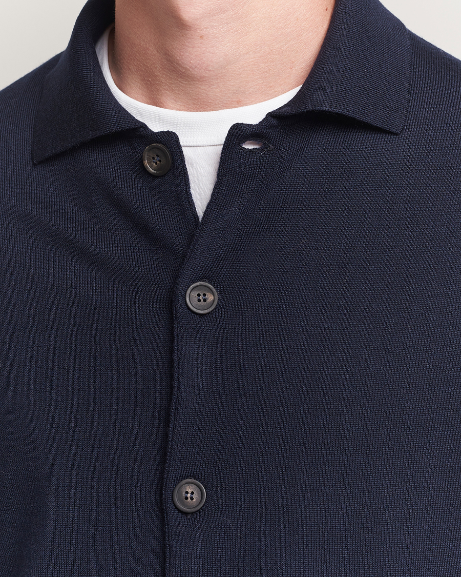 Altea Merino Wool Cardigan Navy