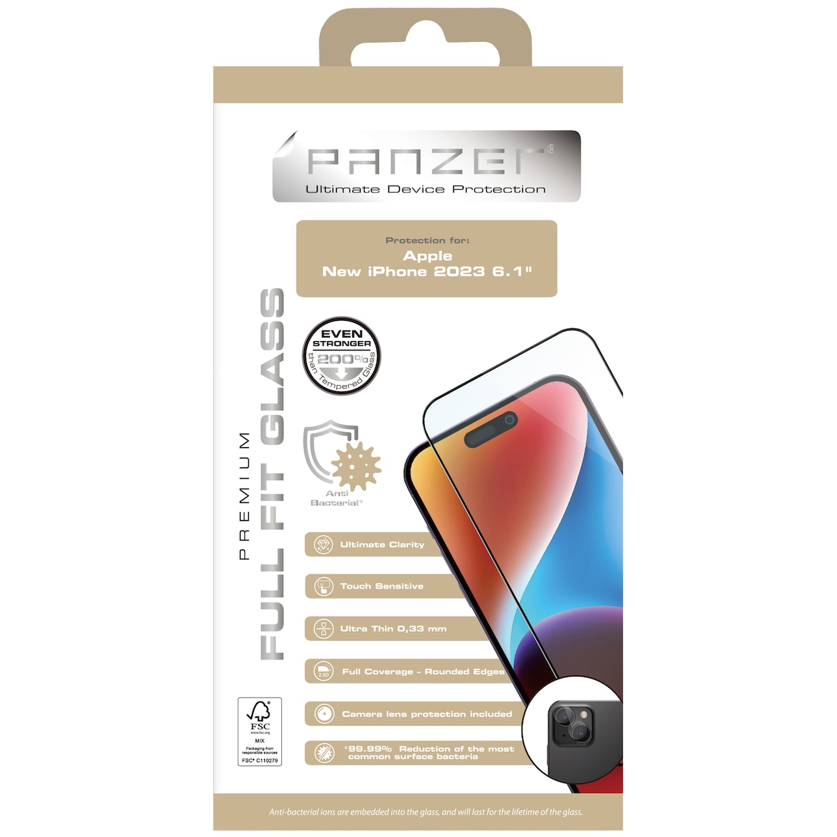 Panzer Full-Fit iPhone 15 Plus skjermbeskytter