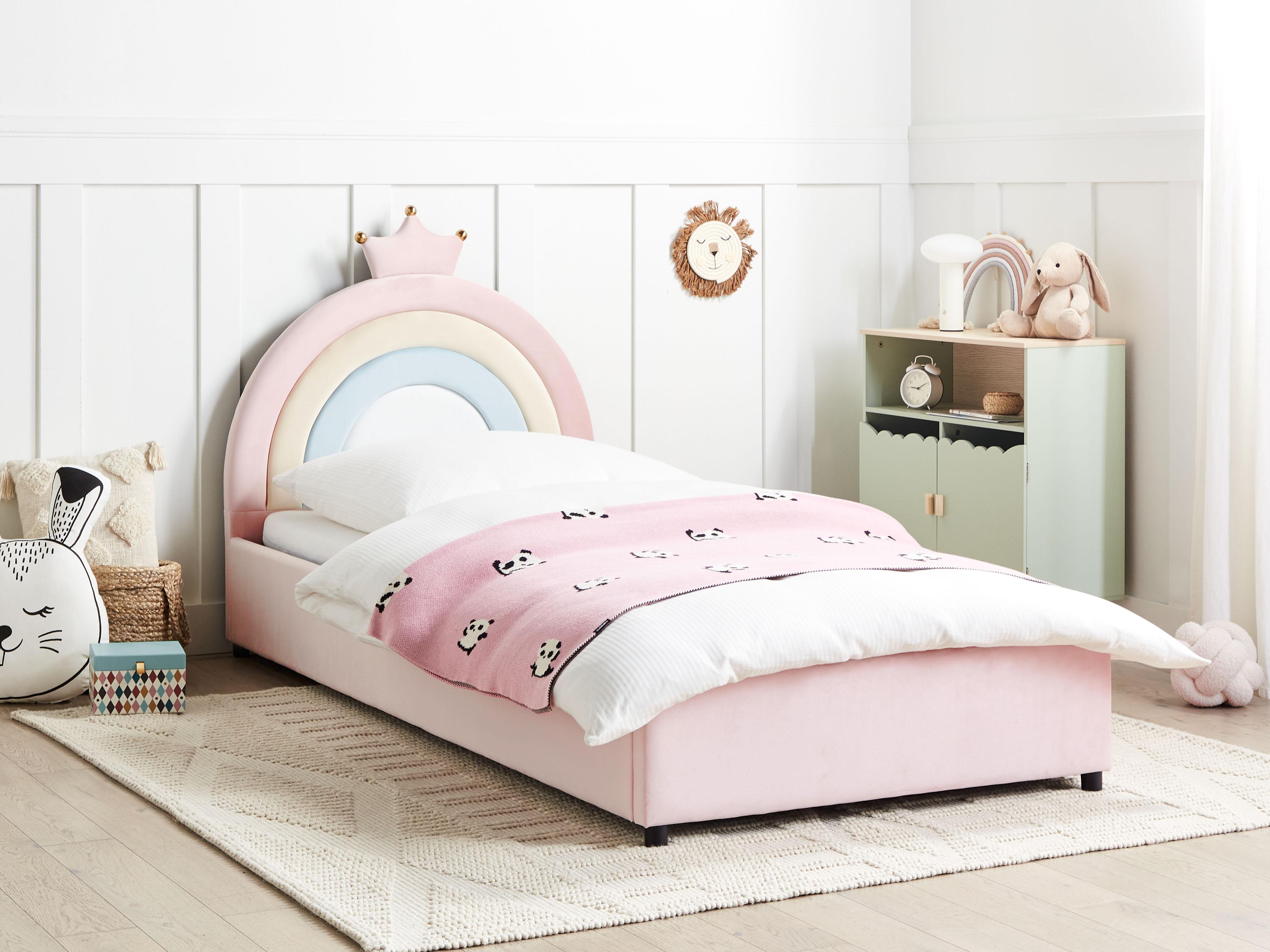 Kinderbed met opbergruimte Kroon Fluweel GRISETOT 90 x 200 cm Roze