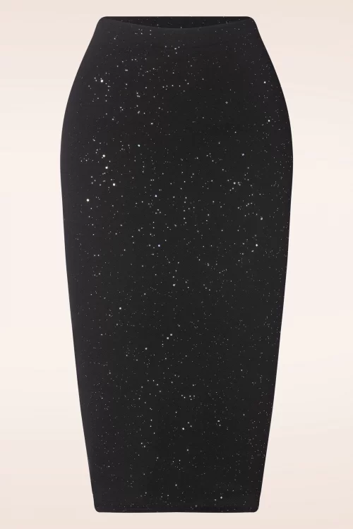 Vintage Chic for Topvintage Glory glitter pencil rok in zwart