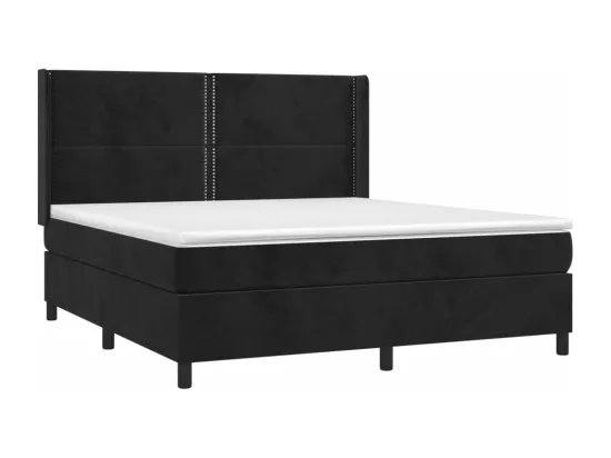 Sommier tapissier avec matelas et LED Noir 180x200 cm Velours