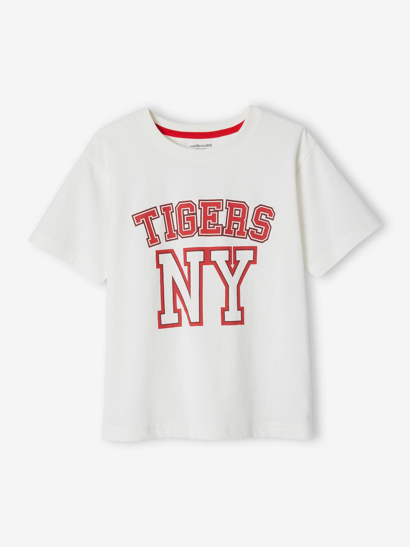Camiseta branca estilo universitário para meninos