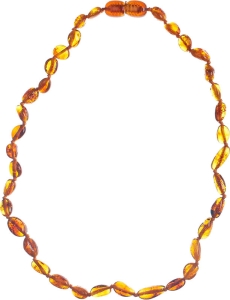 SELENAS Baby Bernsteinkette 32-34cm cognac oval