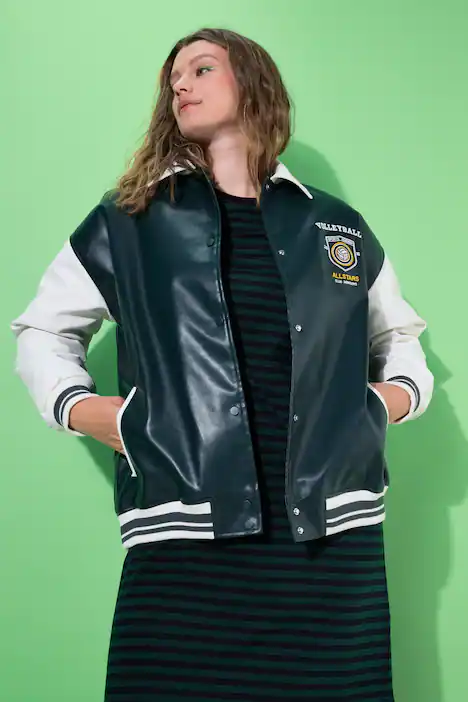 College-Jacke, zweifarbig, mitternachtsgrün