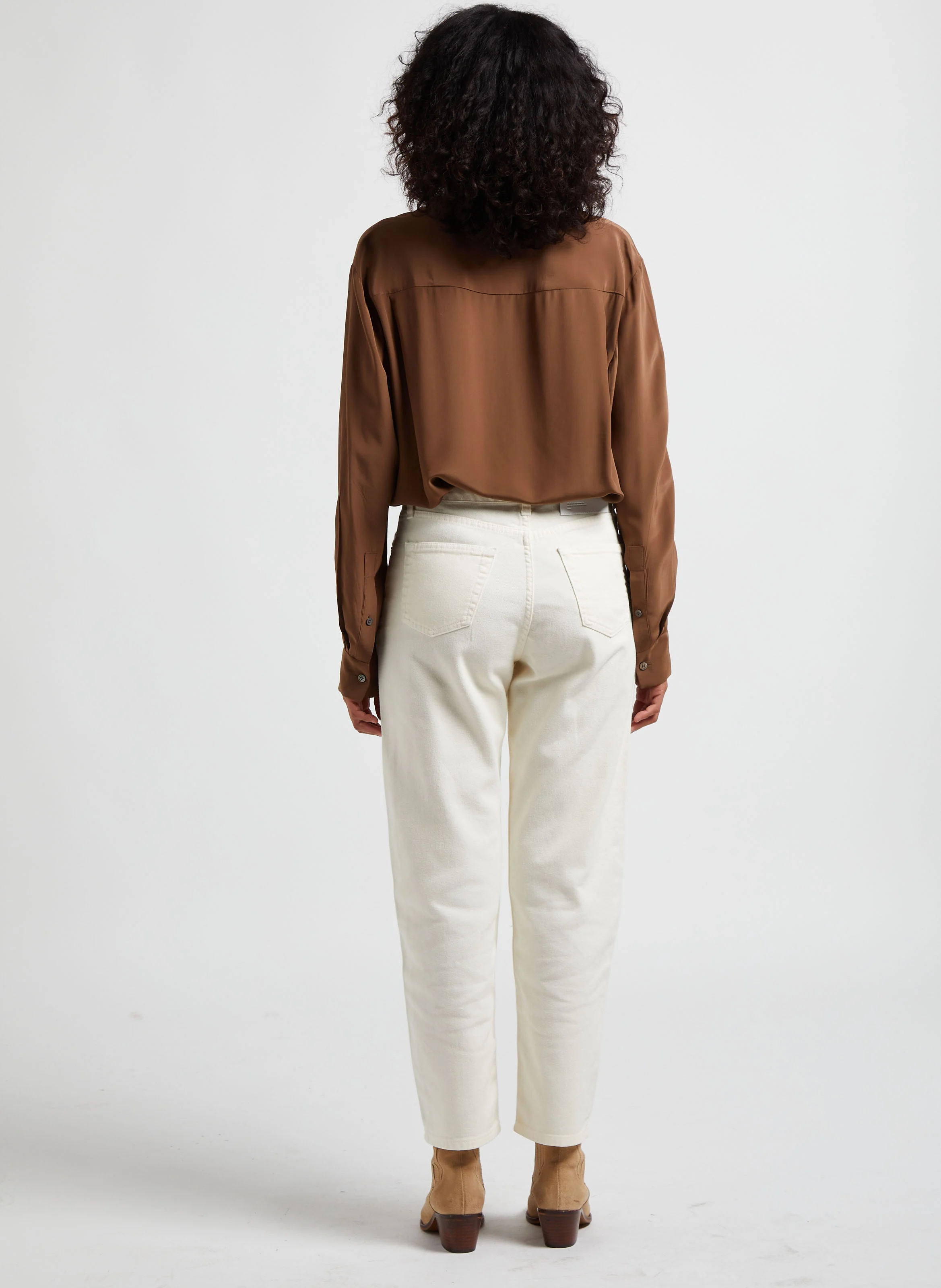 SPARK - Jean taille haute droit en coton| Blanc