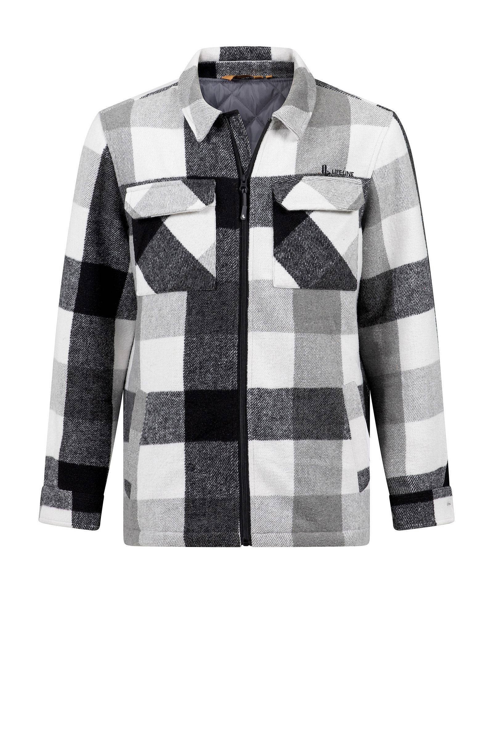 Life-Line gewatteerd flanel overshirt Bello zwart/grijs/wit