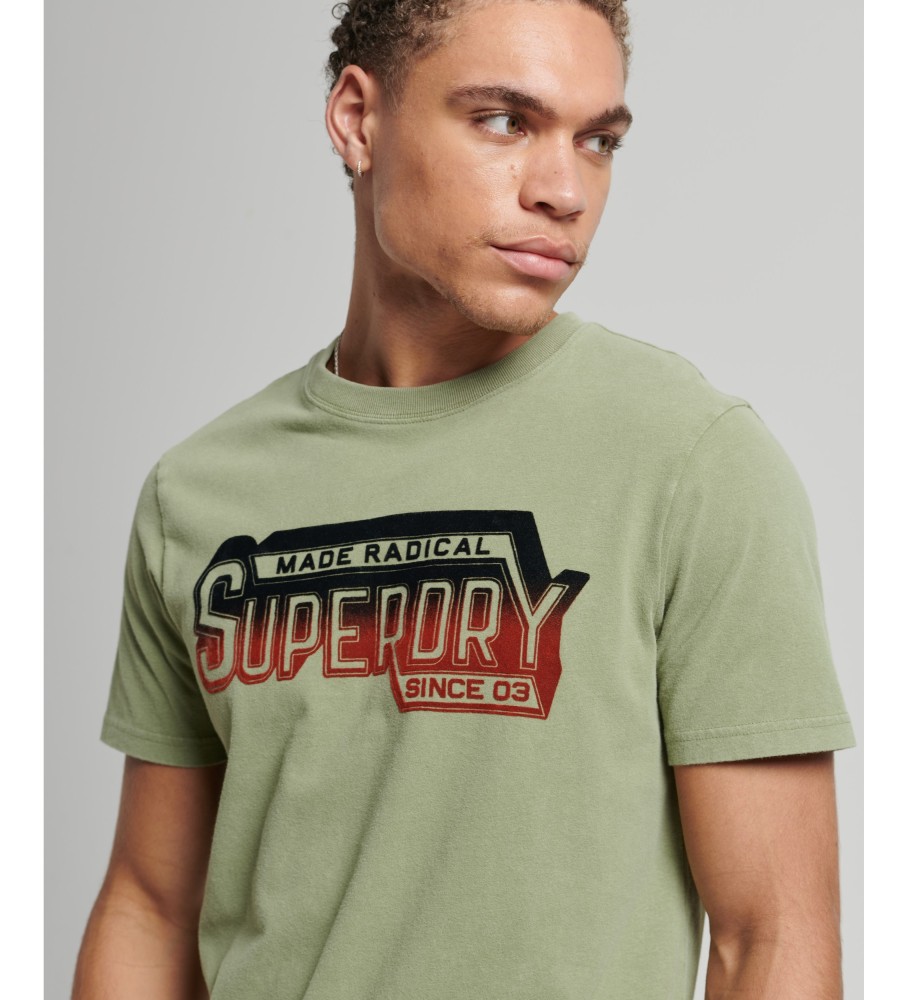 Camiseta Superdry de algodão orgânico com logo vintage sombreado