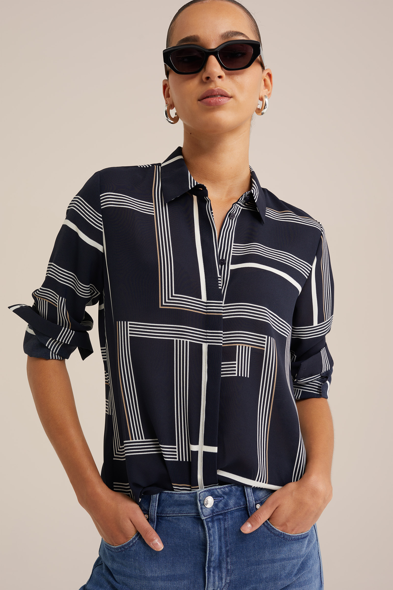 blouse met fijne structuur WE Fashion All-over print