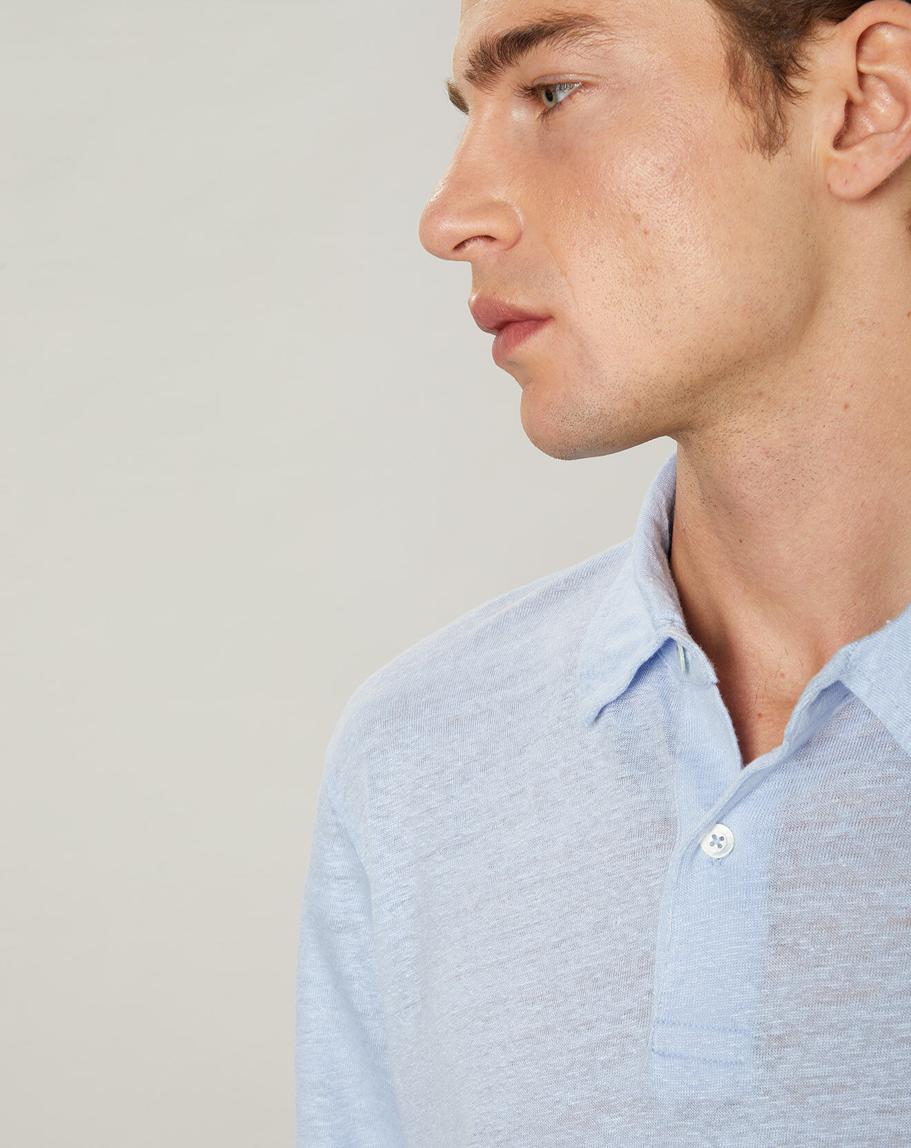 Hartford Polo 100% Lin bleu ciel