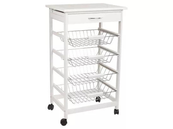Chariot de cuisine en pin et blanc dm