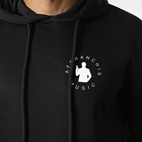 Sweat Capuche Vertical Back Noir Blanc