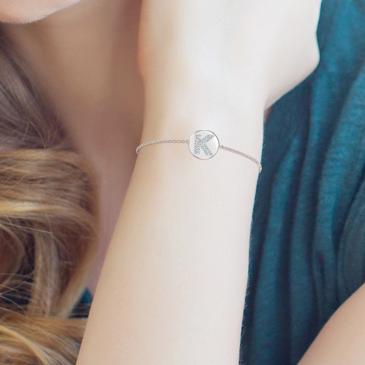 Bracelet alphabet lettre K SC Crystal