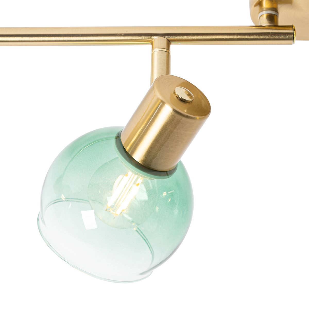 Art Deco spot goud met groen glas 4-lichts - Vidro