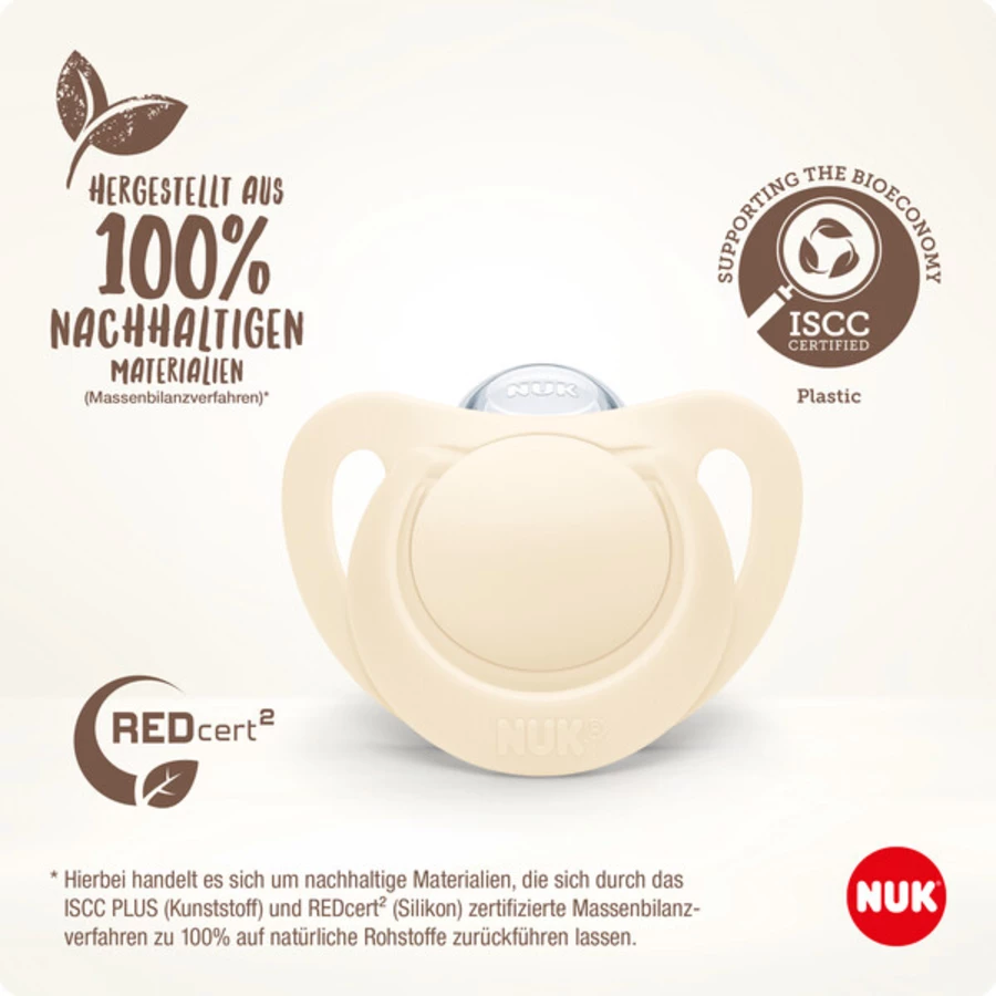NUK Schnuller For Nature Silikon 6-18 Monate, beige im 4er-Set