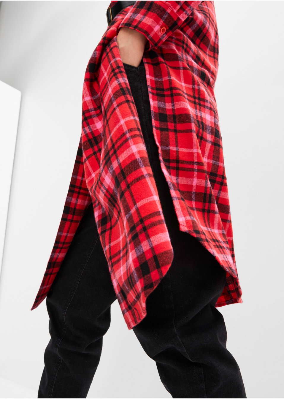 Blouse longue à carreaux
