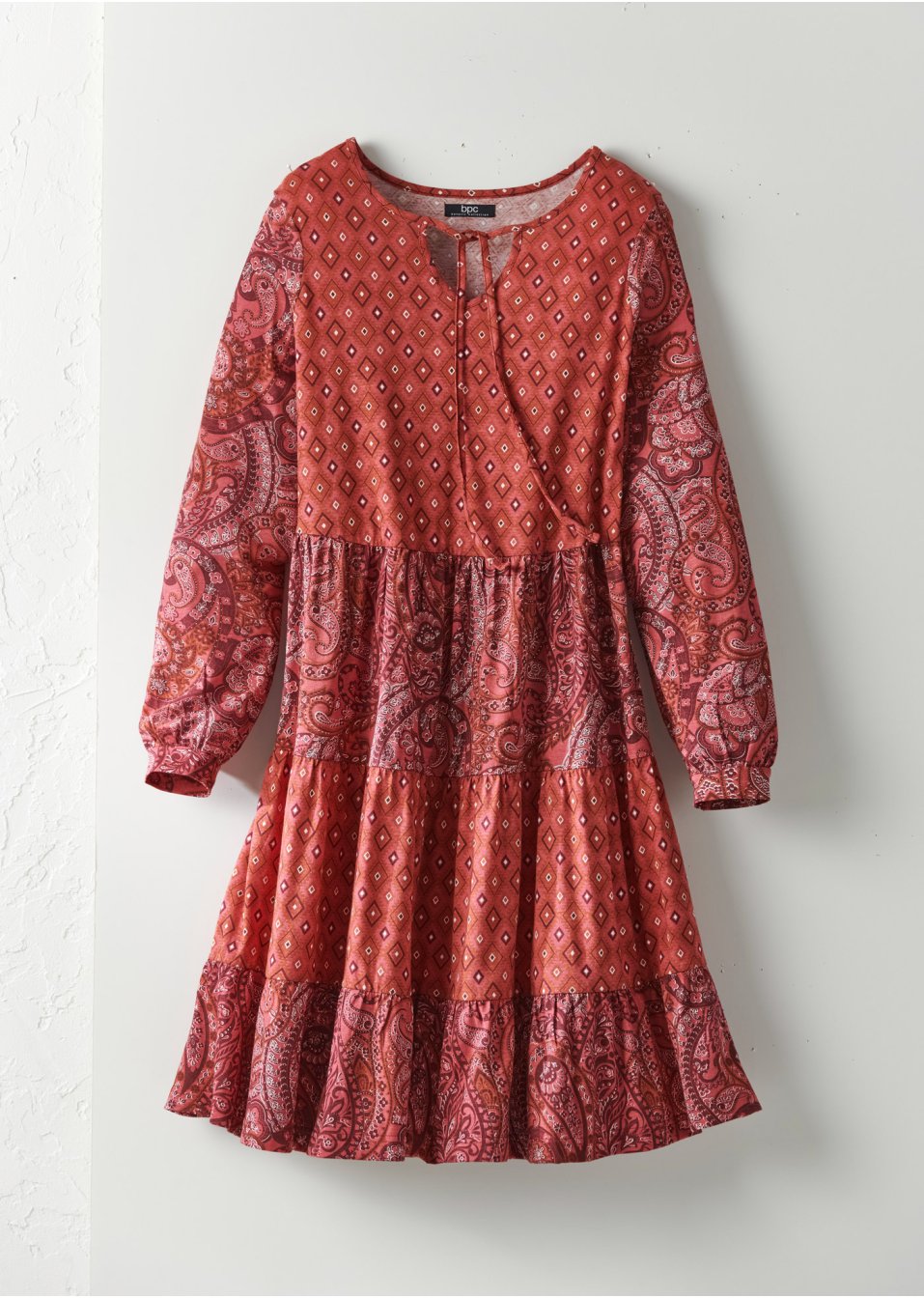 Robe courte en jersey en mélange coton viscose, trapèze