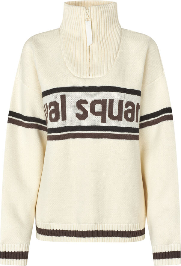 Oval Square Snowy Knit Anorak Off white