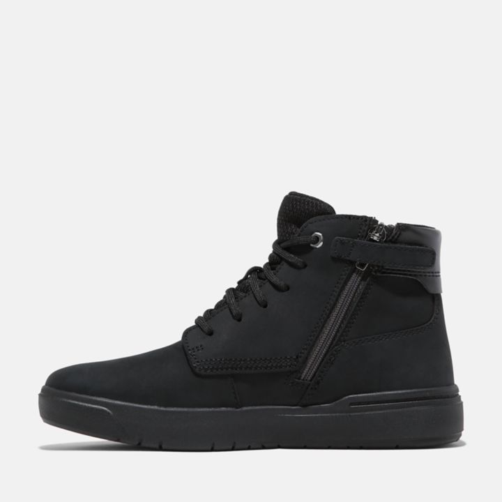Bota infantil Seneca Bay de 15 cm com zíper lateral, na cor preta.