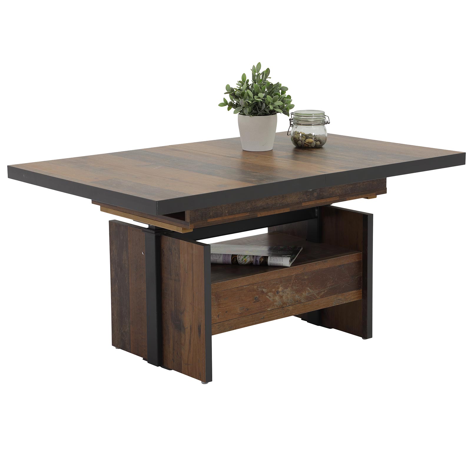 Couchtisch - Oldwood - anthrazit - ausziehbar
