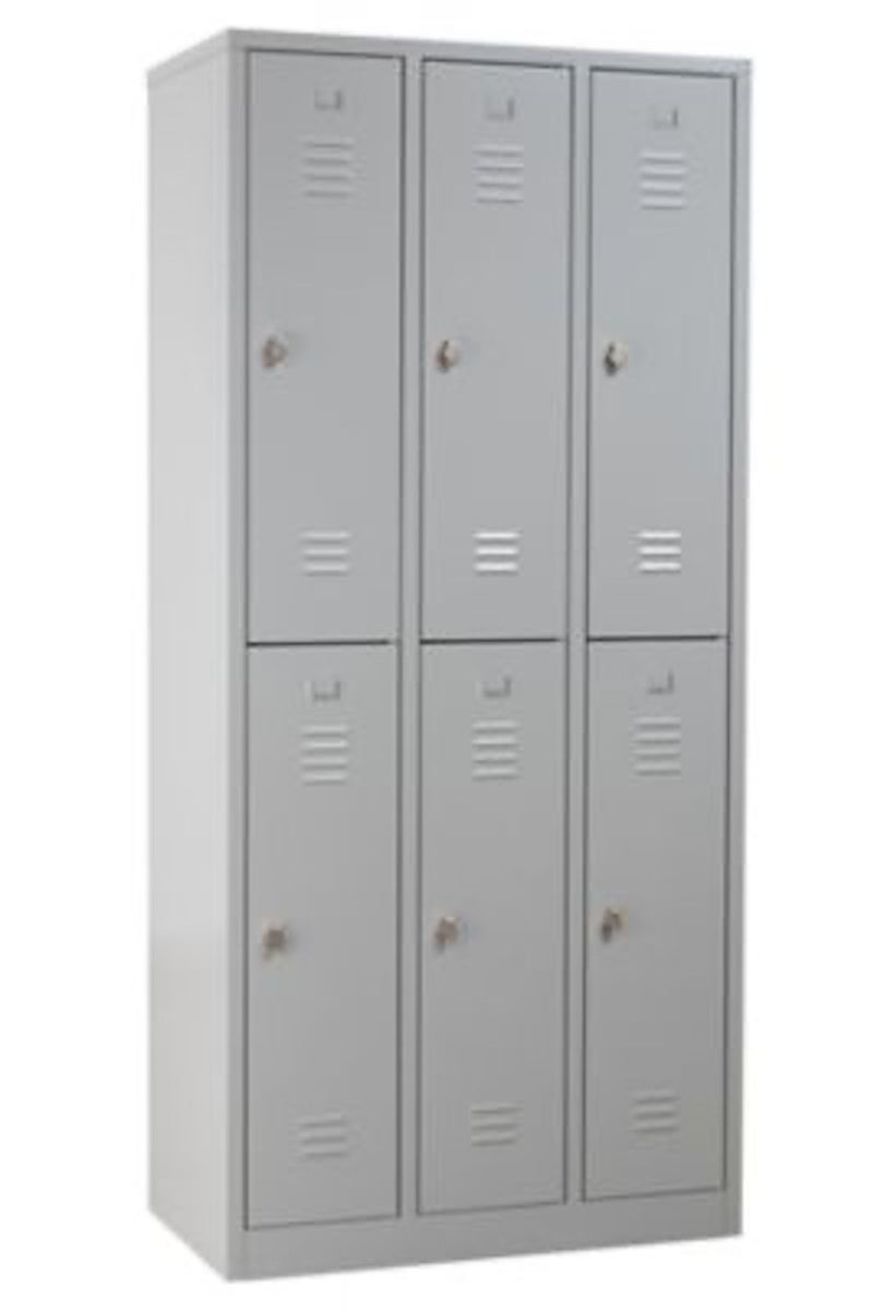 PROREGAL Garderobekast Camel 6 Compartimenten HxBxD 195 x 90 x 50 cm Hangslot Grijs
