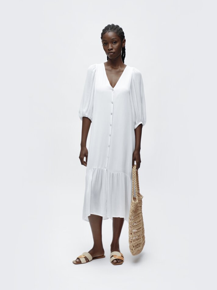 Vestido midi fluido - Branco