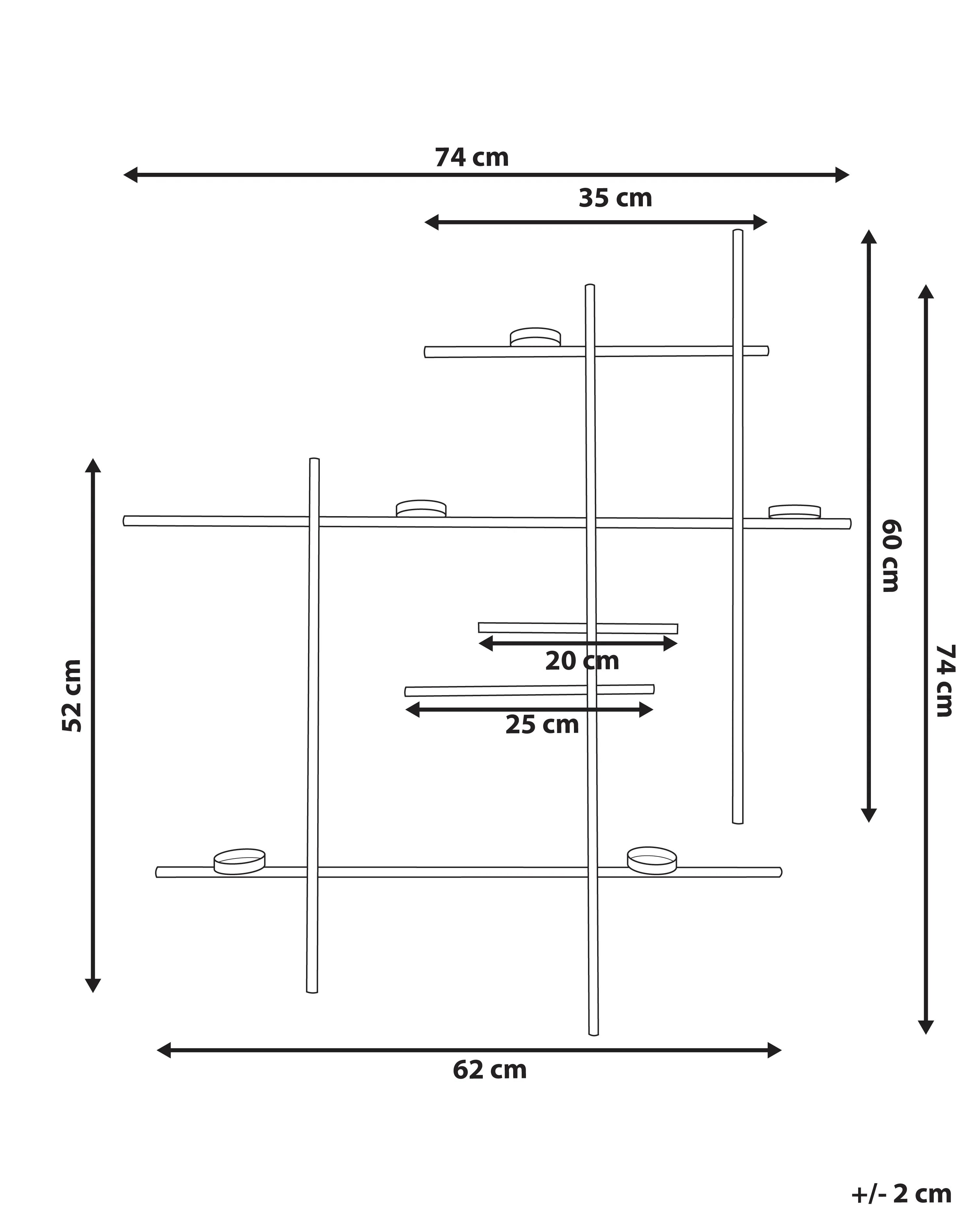 Wandkandelaar PORTO 74 cm Zwart