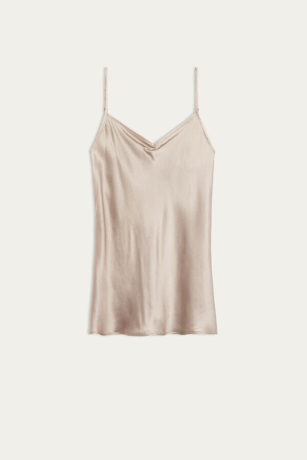 Blusa de cetim de seda com decote em V