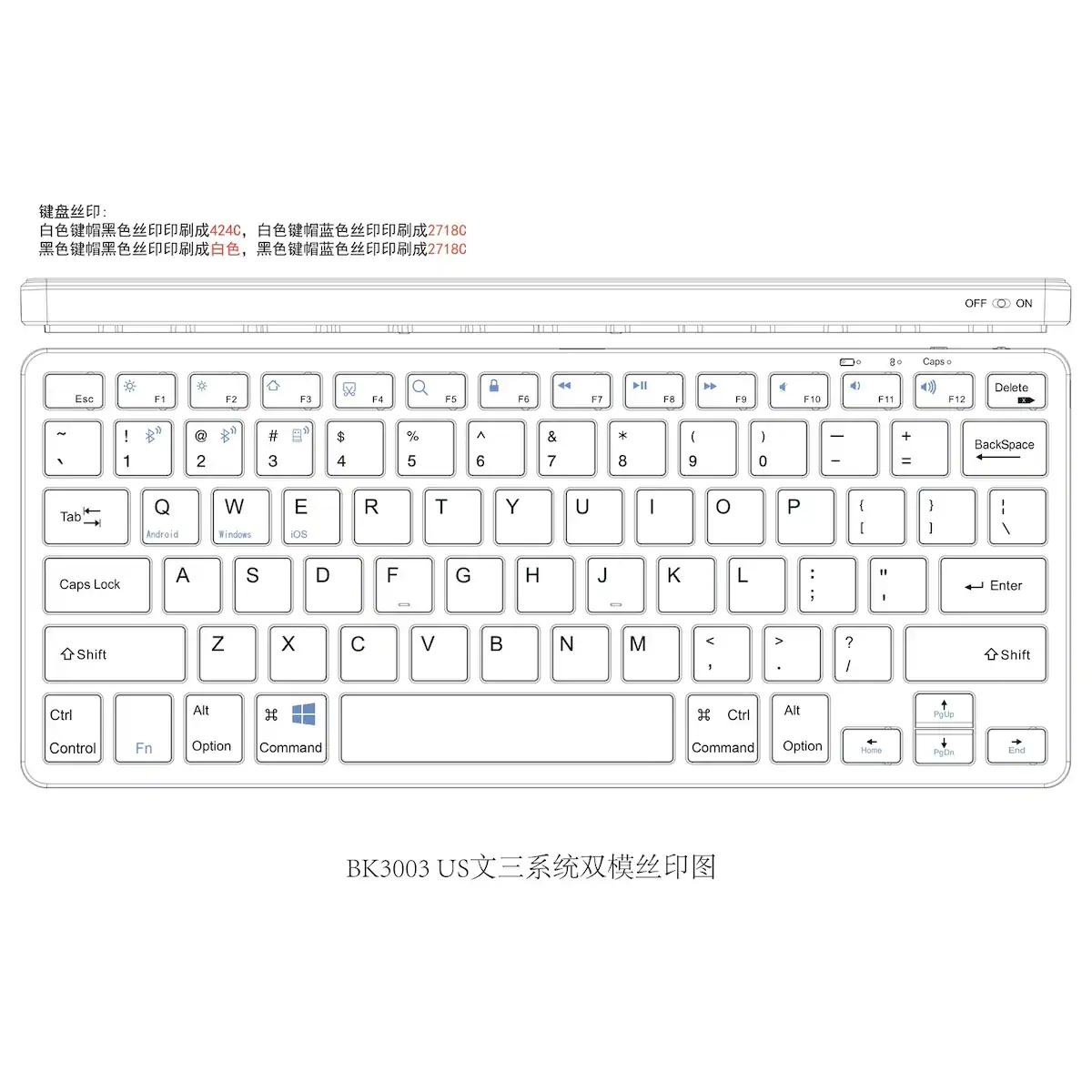 NÖRDIC trådløs Bluetooth og 2.4G mus og tastatursett amerikansk layout