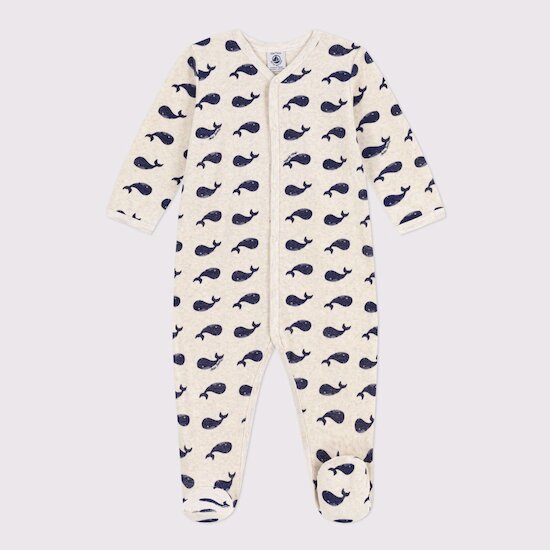 Pyjama en velours   Baleines marinées        de               Petit Bateau