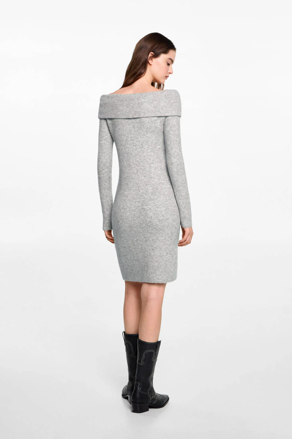 MANGO TEEN midi jurk gebreid grijs