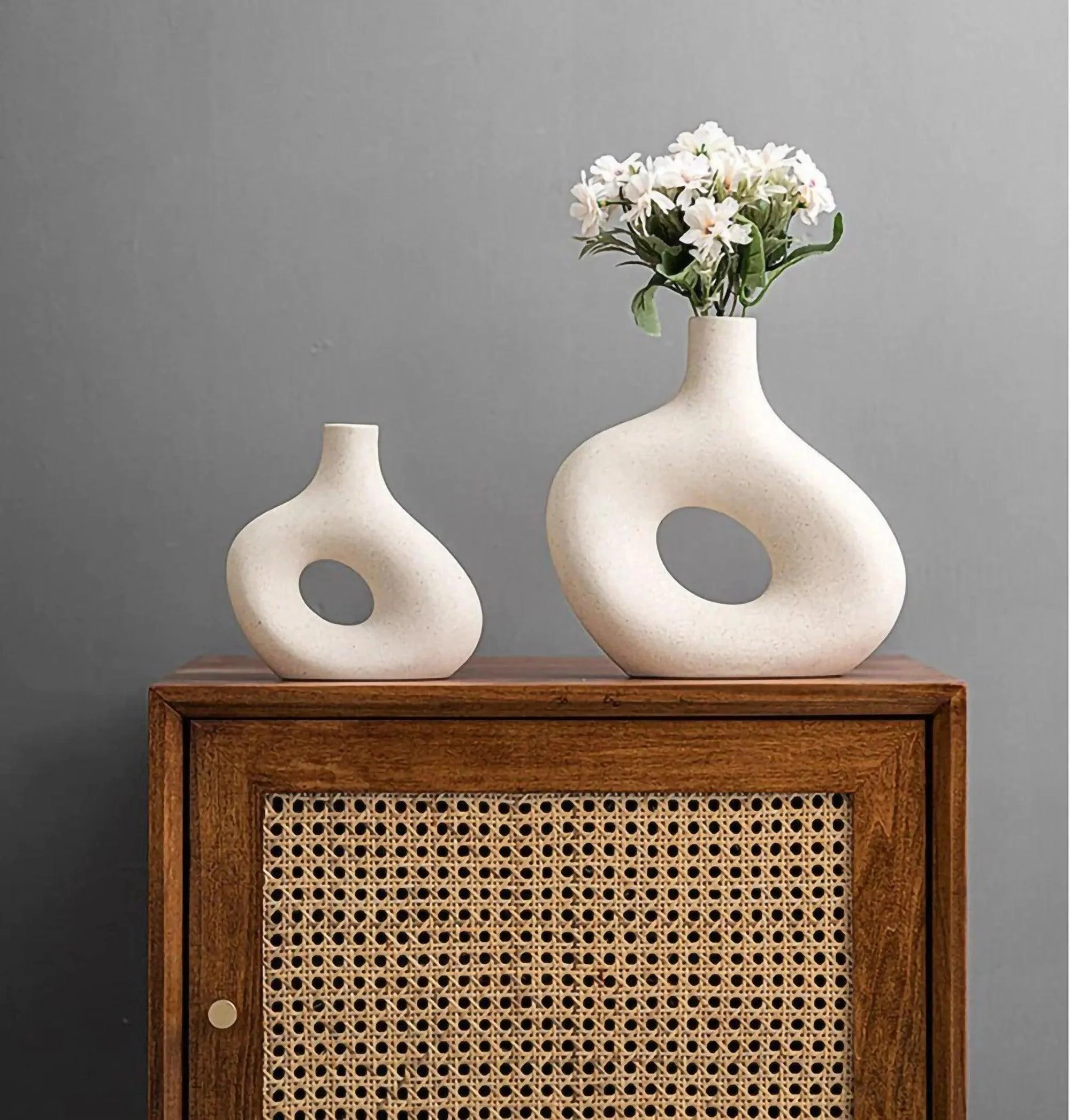 Nordic Matte Ceramic Vase for Pampas Grass | Table Living Room Decoration Ornament Pot Set