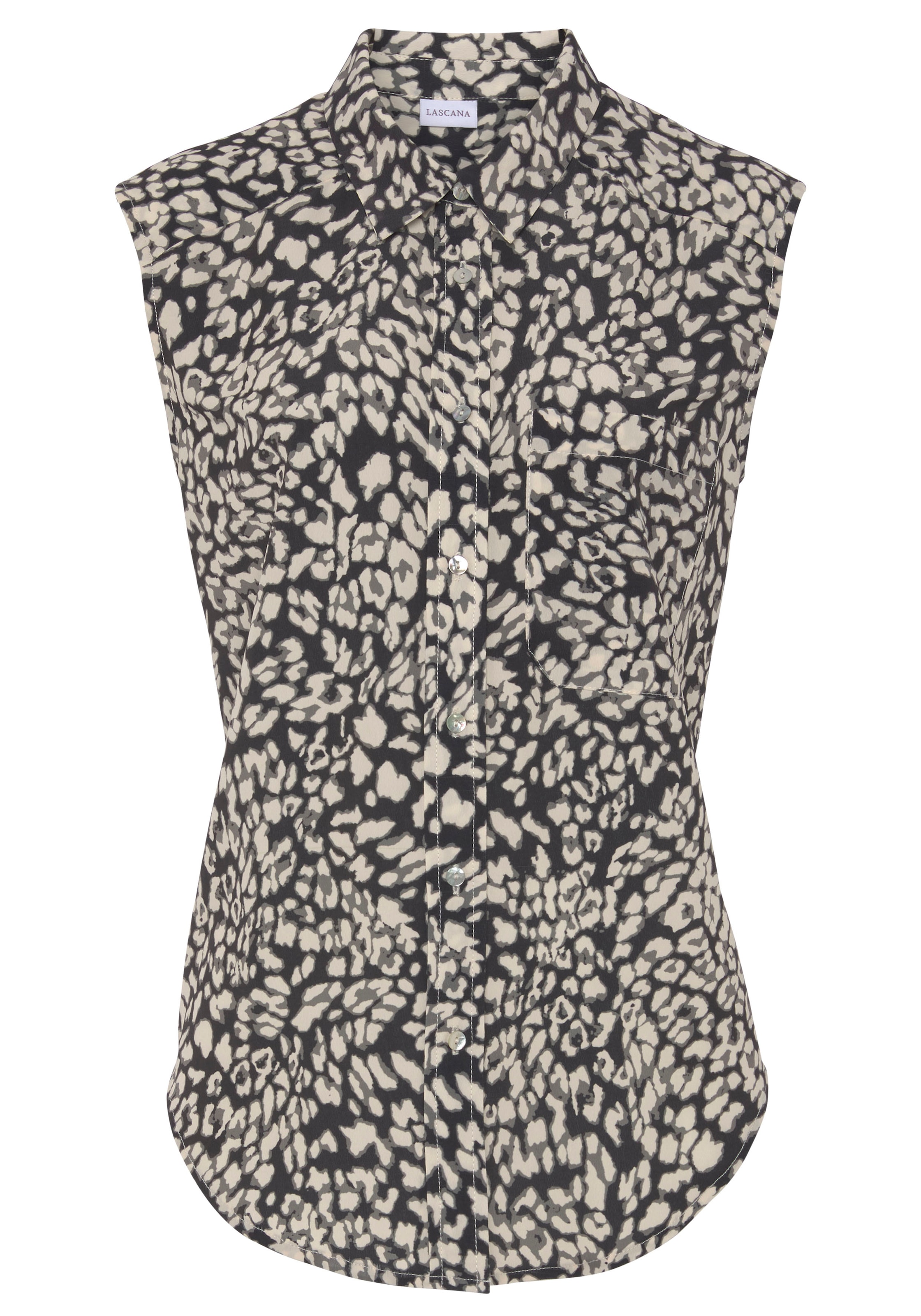 LASCANA Blusentop , mit Knopfleiste und Animalprint, Damenbluse mit Hemdblusenkragen
