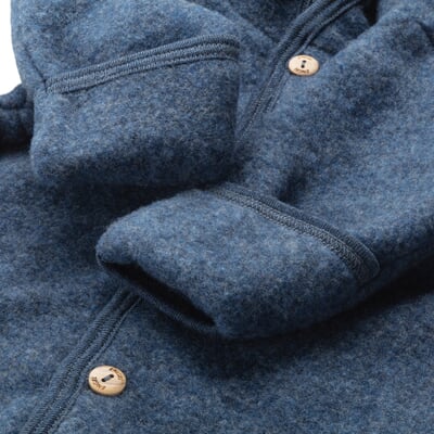 Kinder-Overall Schurwollfleece, Blaumelange