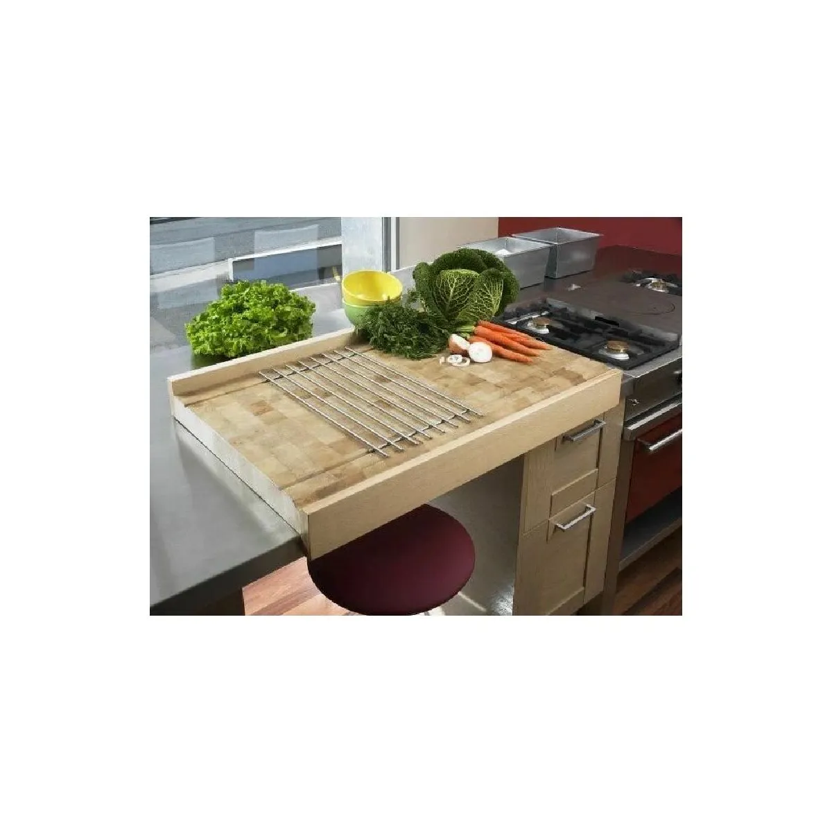 Chabret Plan de Travail Bois + Grille 80x60 cm