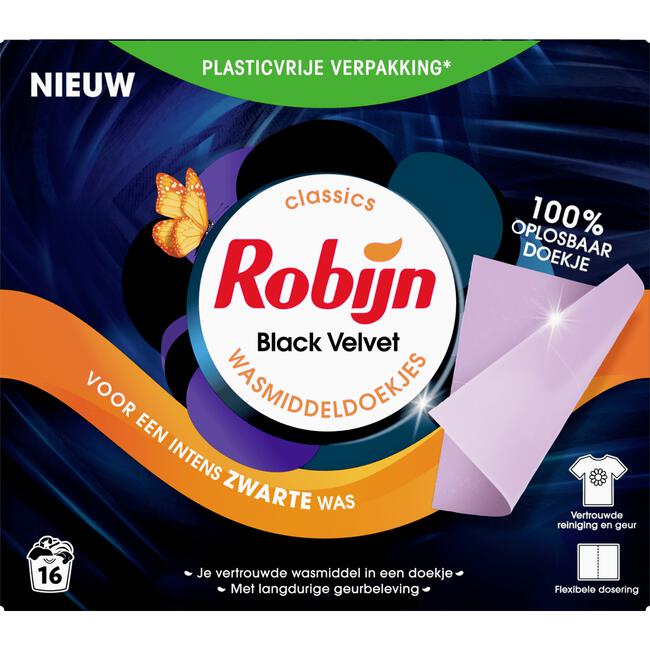 Robijn Wasmiddeldoekjes Black 16W 10x
