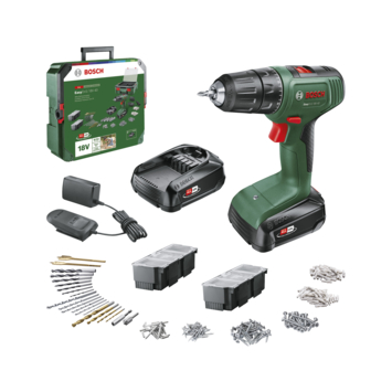 Bosch 18V accuboormachine EasyDrill Systeembox met 241 accessoires (incl. 2 accu's 1.5Ah   lader)