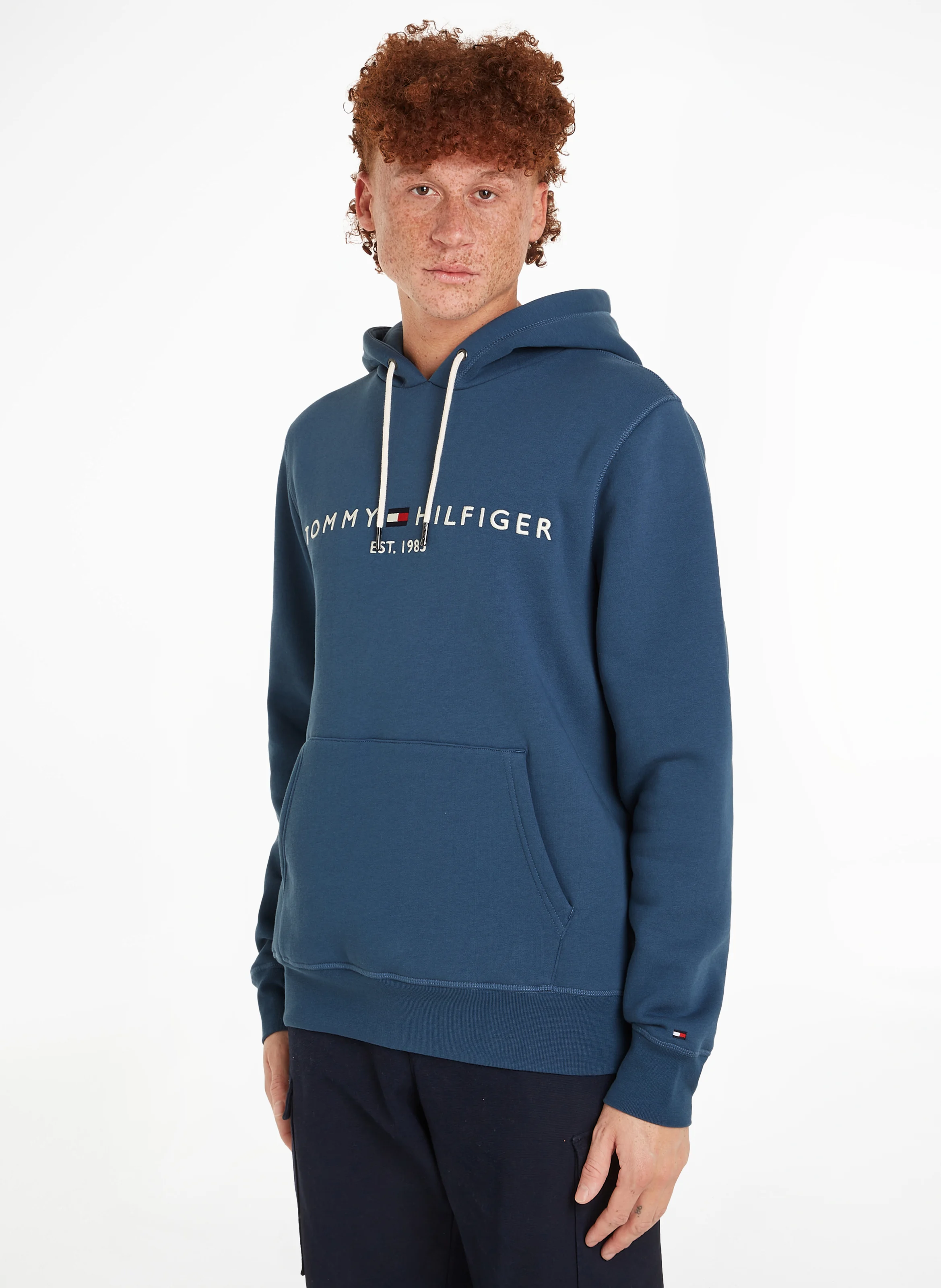 Sweat à capuche regular-fit en coton mélangé | Bleu